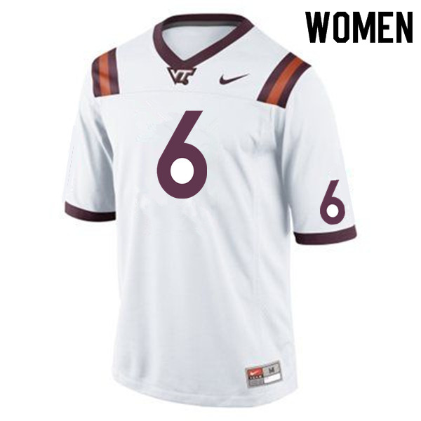 Women #6 Raheem Blackshear Virginia Tech Hokies College Football Jerseys Sale-White - Click Image to Close